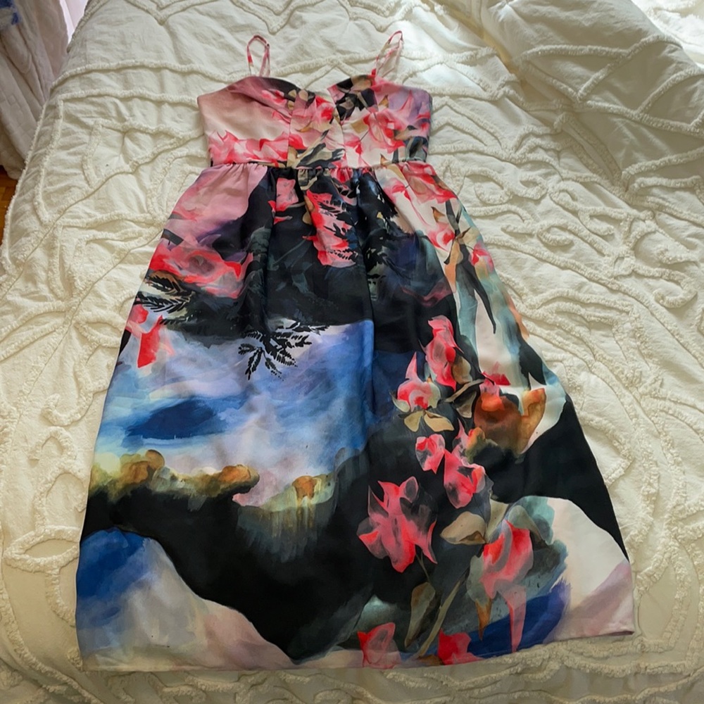 Anthropologie floral watercolor dress
